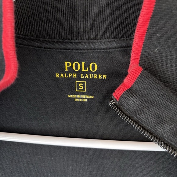 Polo Ralph Lauren Track Jacket Mens Small Black Full Zip Stripe Mock Neck Pony - Picture 4 of 8